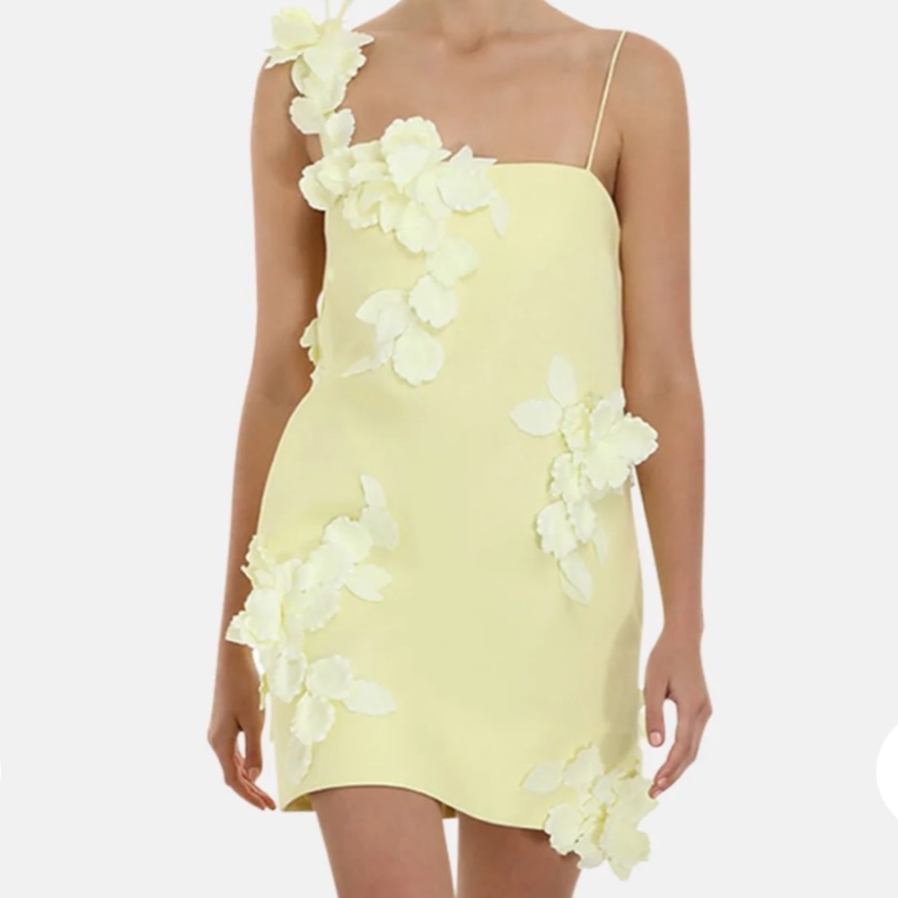 ZIMMERMANN HIGH TIDE LINEN MINI DRESS YELLOW LINEN DESIGNER SIZE 2 (us 6-8)
